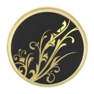 Abstract Luxury Faux Gold Flower Gold Finish Lapel Pin