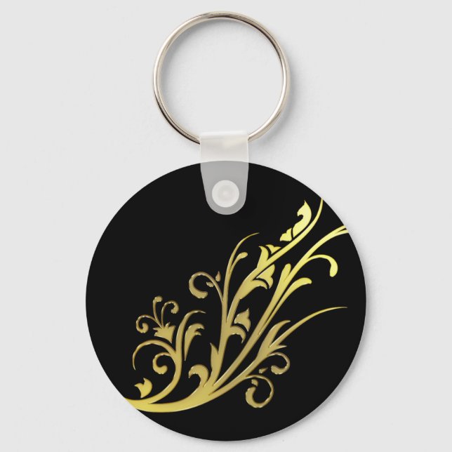 Abstract Luxury Faux Gold Flower Keychain (Front)