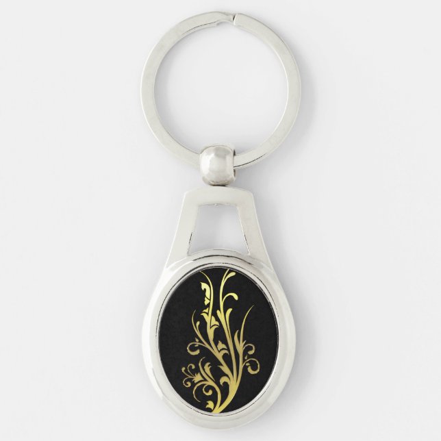 Abstract Luxury Faux Gold Flower Keychain (Front)