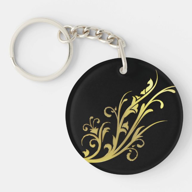 Abstract Luxury Faux Gold Flower Keychain (Front)