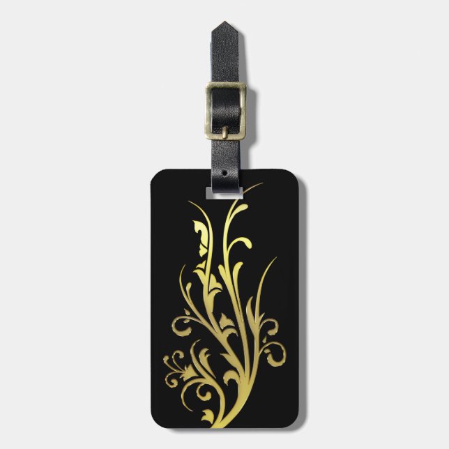 Abstract Luxury Faux Gold Flower Luggage Tag (Front Vertical)