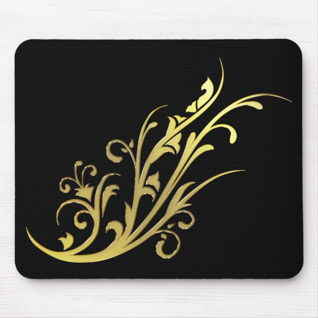 Abstract Luxury Faux Gold Flower Mouse Pad (Front)