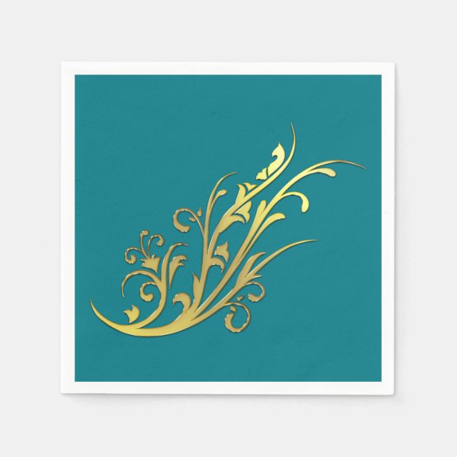 Abstract Luxury Faux Gold Flower Napkins (Front)