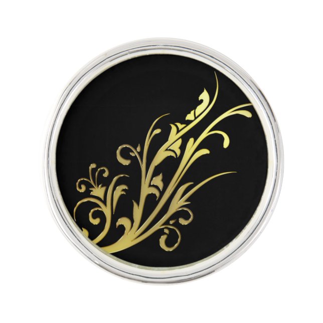 Abstract Luxury Faux Gold Flower Pin (Front)