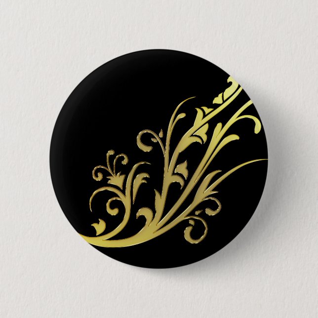 Abstract Luxury Faux Gold Flower Pinback Button (Front)