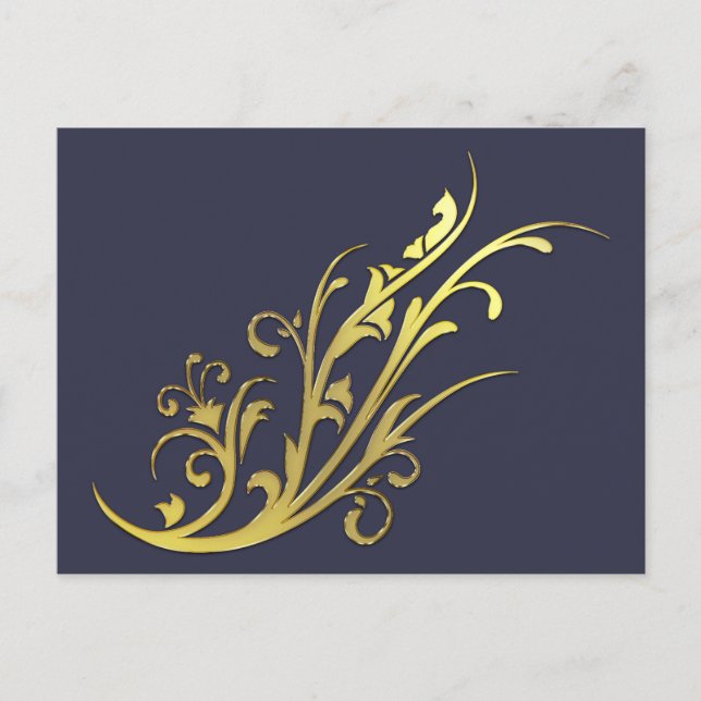 Abstract Luxury Faux Gold Flower Postcard (Front)