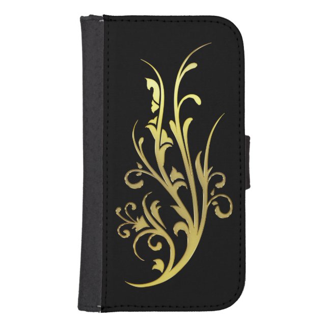 Abstract Luxury Faux Gold Flower Samsung Galaxy Wallet Case (Front)