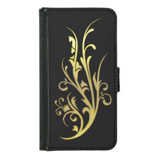 Abstract Luxury Faux Gold Flower Samsung Galaxy S5 Wallet Case