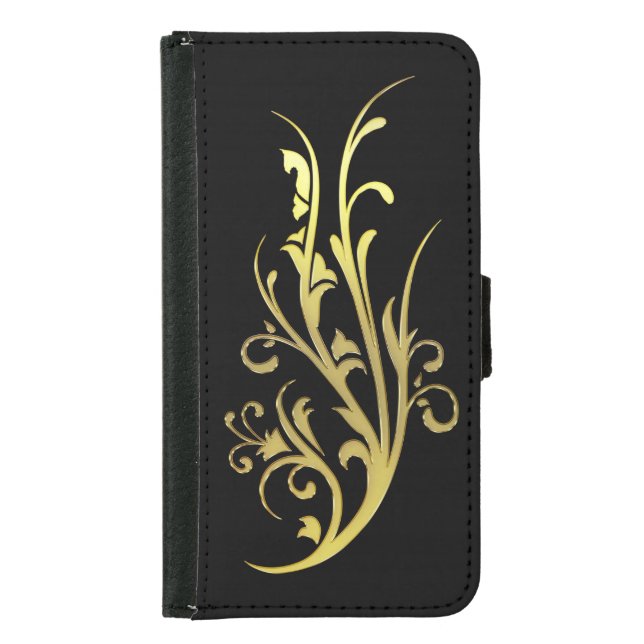 Abstract Luxury Faux Gold Flower Samsung Galaxy Wallet Case (Front)