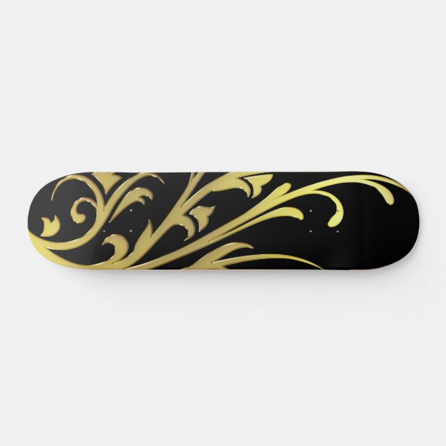 Abstract Luxury Faux Gold Flower Skateboard Deck (Horz)