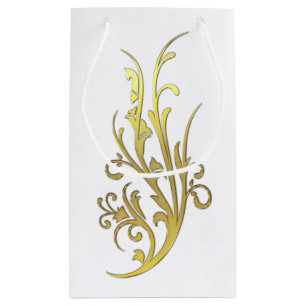 Abstract Luxury Faux Gold Flower Small Gift Bag