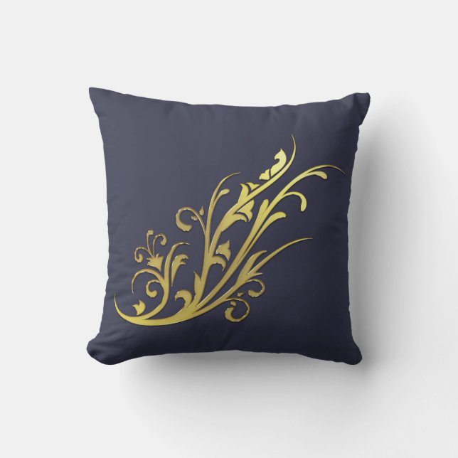 Abstract Luxury Faux Gold Flower Throw Pillow (Front)
