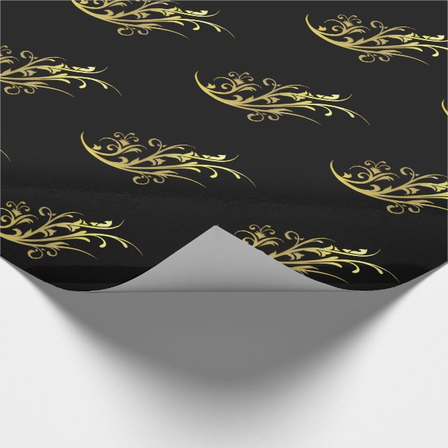 Abstract Luxury Faux Gold Flower Wrapping Paper (Corner)
