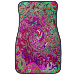 Abstract Magenta and Green Retro Liquid Swirl Car Floor Mat