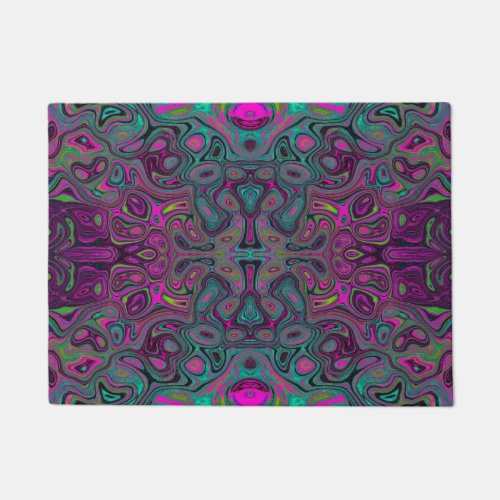 Abstract Magenta and Teal Blue Groovy Pattern Doormat