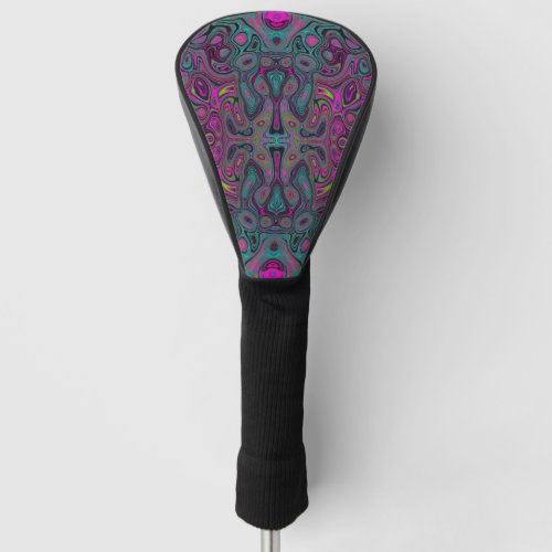 Abstract Magenta and Teal Blue Groovy Pattern Golf Head Cover