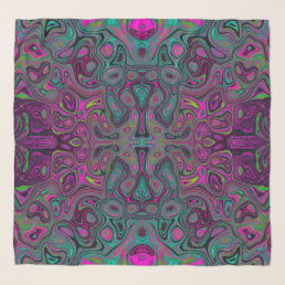 Abstract Magenta and Teal Blue Groovy Pattern Scarf