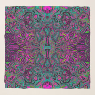 Abstract Magenta and Teal Blue Groovy Pattern Scarf