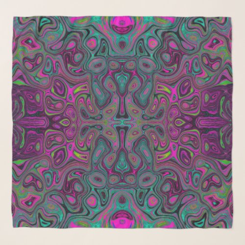 Abstract Magenta and Teal Blue Groovy Pattern Scarf