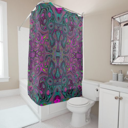 Abstract Magenta and Teal Blue Groovy Pattern Shower Curtain