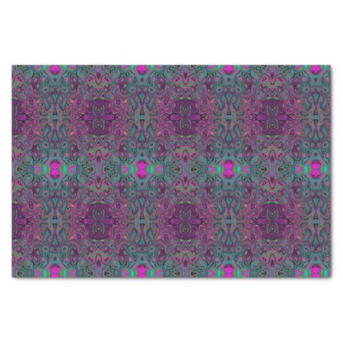 Abstract Magenta and Teal Blue Groovy Pattern Tissue Paper