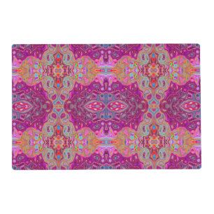 Abstract Magenta Pink, Blue and Red Groovy Pattern Placemat