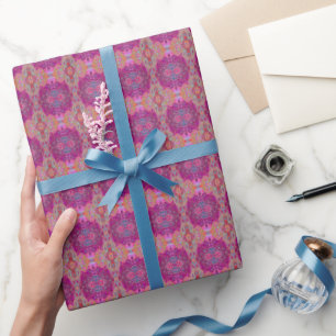 Abstract Magenta Pink, Blue and Red Groovy Pattern Wrapping Paper