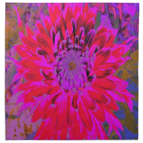 Abstract Magenta Purple and Red Dahlia Flower Cloth Napkin