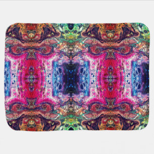Abstract magic flowers pink gold orange blue baby blanket