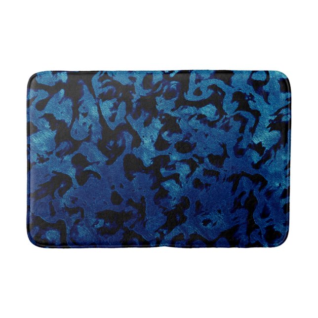 Abstract Magic - Navy Blue Grunge Black Bath Mat (Front)
