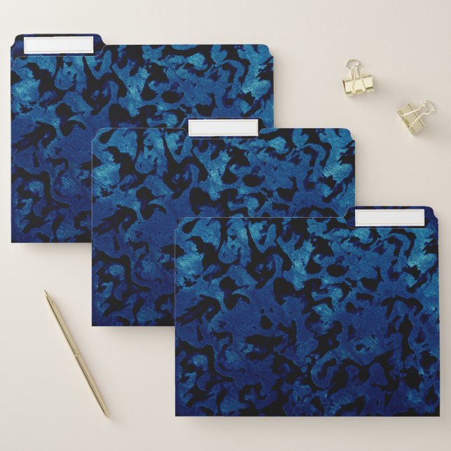 Abstract Magic - Navy Blue Grunge Black File Folder (Set)