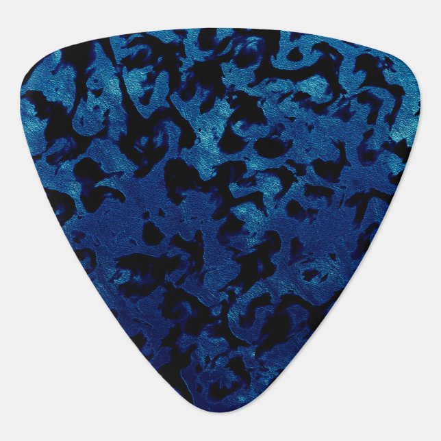Abstract Magic - Navy Blue Grunge Black Guitar Pick (Front)