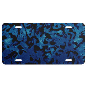 Abstract Magic - Navy Blue Grunge Black License Plate