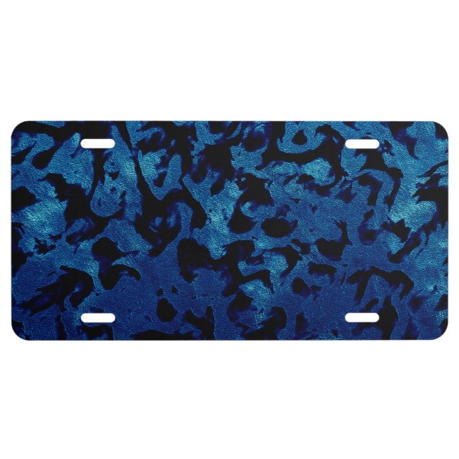Abstract Magic - Navy Blue Grunge Black License Plate (Front)