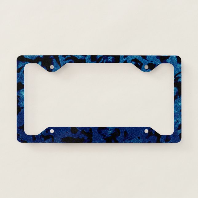 Abstract Magic - Navy Blue Grunge Black License Plate Frame (Front)