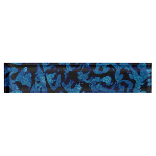 Abstract Magic - Navy Blue Grunge Black Name Plate