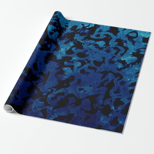 Abstract Magic _ Navy Blue Grunge Black Wrapping Paper