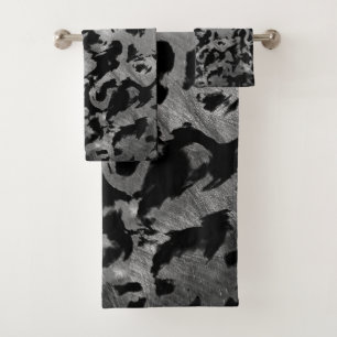 Abstract Magic - Silver Black Bath Towel Set
