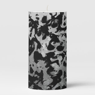 Abstract Magic - Silver Black Pillar Candle