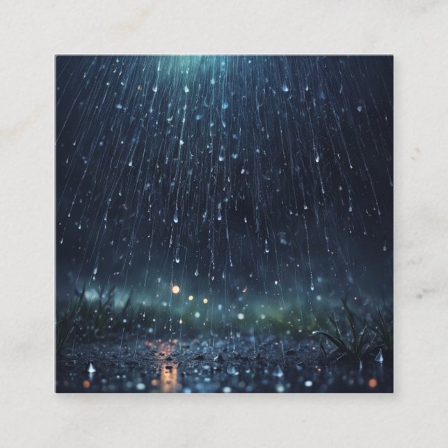 Abstract magical rain, universe, stars square business card (Front)