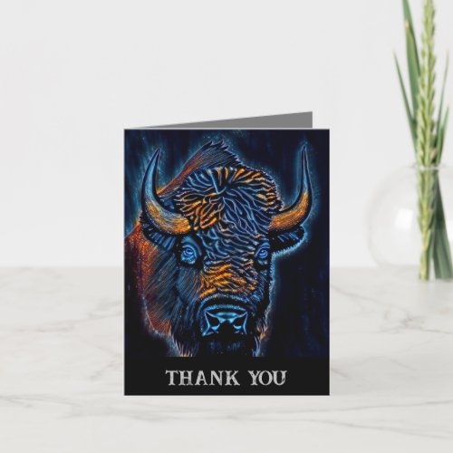 Abstract Majestic Bison _ Power And Freedom Thank You Card
