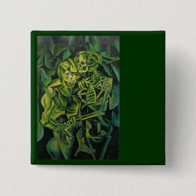 Abstract Man And Skeleton Geometric Art Button (Front)