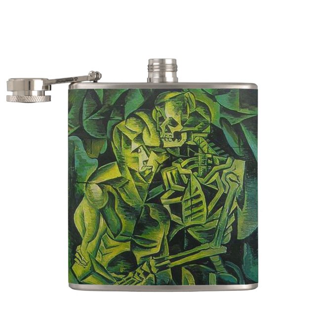 Abstract Man And Skeleton Geometric Art Hip Flask (Opened)