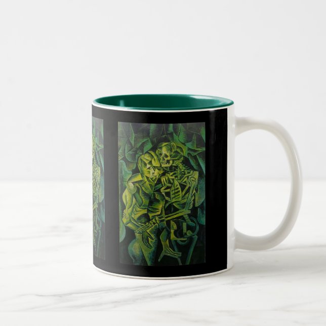 Abstract Man And Skeleton Geometric Art Two-Tone Coffee Mug (Right)