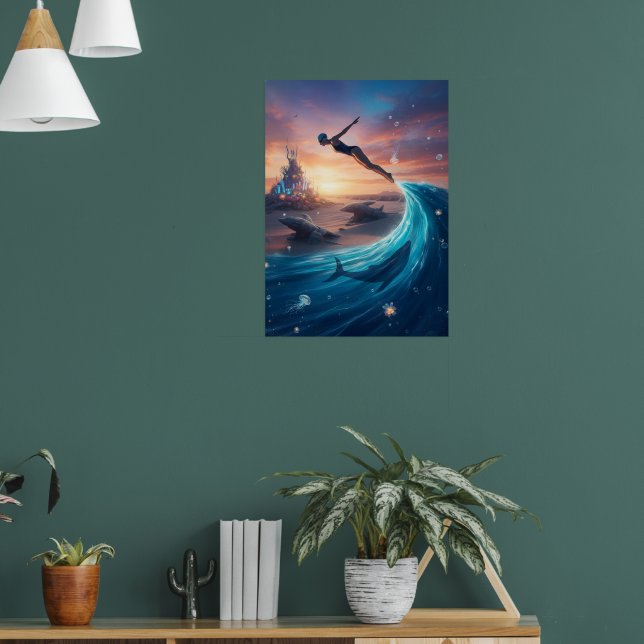 Abstract man jump desert poster (Living Room 1)