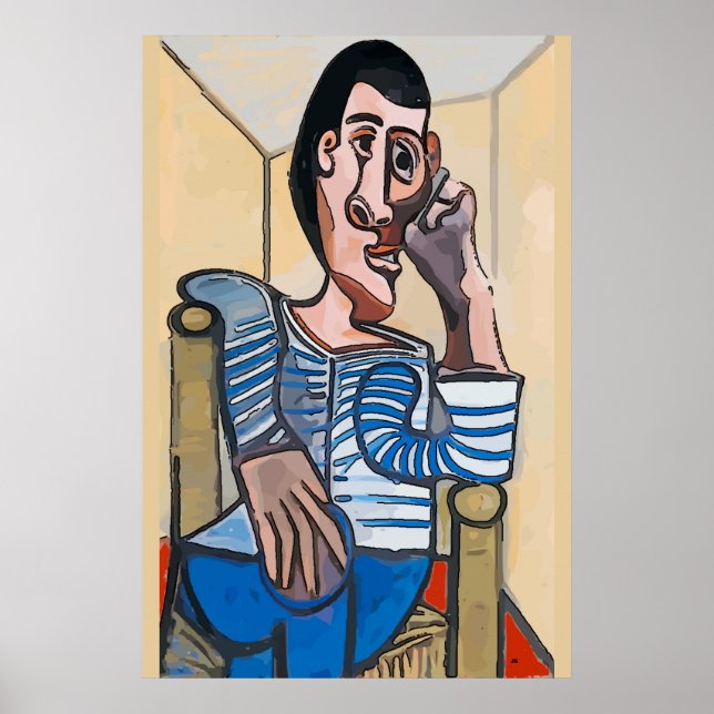 Abstract Man on Cell Phone, edit text Poster (Front)