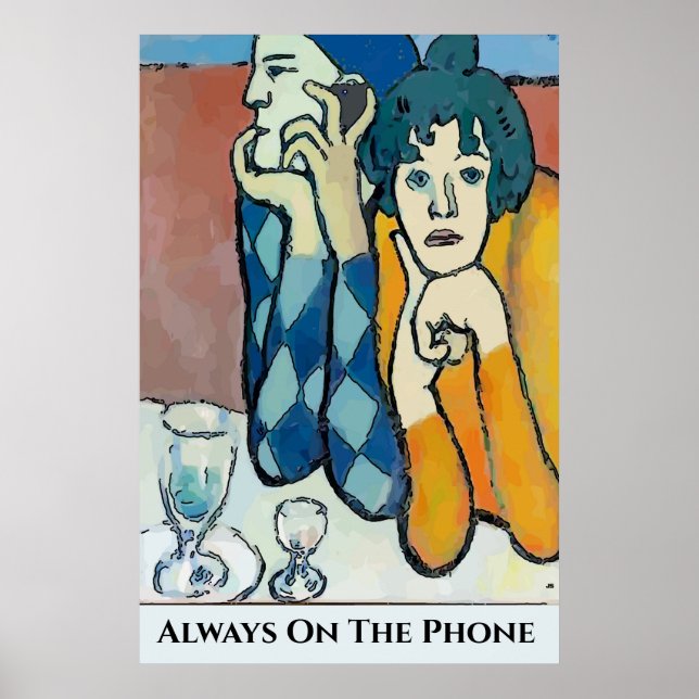 Abstract Man on Cell Phone, edit text Poster (Front)