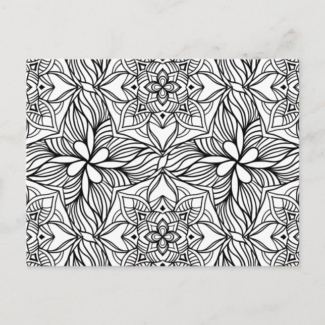 Abstract Mandala Adult Coloring Postcard #4b (Front)