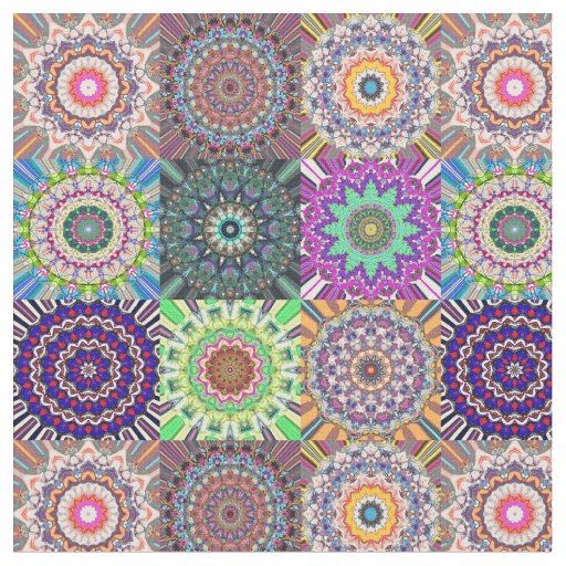 Abstract Mandala Collage Fabric