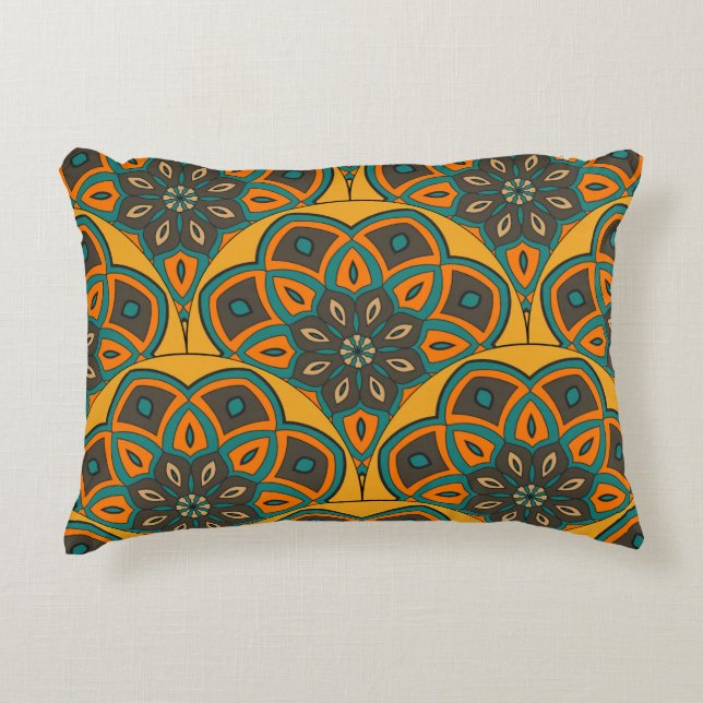 Abstract mandala fish scale seamless pattern. Orna Accent Pillow (Front)